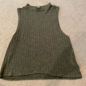 American Eagle Outfitters- green turtle neck cropped tank, women’s L